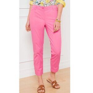 Talbots Pants Womens Size 4 Pink Perfect Crop Stretch Zip Cotton Casual Preppy
